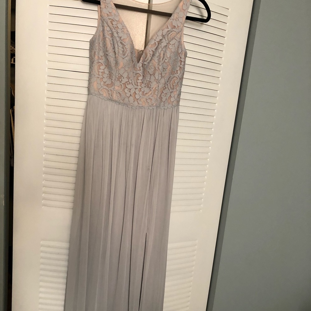 Illusion v-neck lace and mesh dress